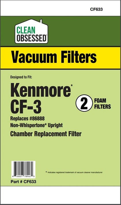 Clean Obsessed Kenmore CF-3 Foam Filters 2/pk - Part# CF633 available at Ace Vacuums