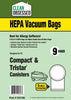 Clean Obsessed Compact & Tristar HEPA Vacuum Bags – 9 Pack Part #CH158 available at Ace Vacuums