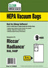 Clean Obsessed Riccar Type R40/R40P Radiance Premium HEPA Vacuum Bags 9/PK Part #CH832 available at Ace Vacuums