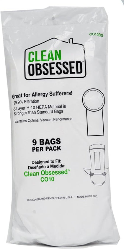 Clean Obsessed CO10/CO1024 Backpack HEPA Filter Bags 9PK #CO10BG available at Ace Vacuums