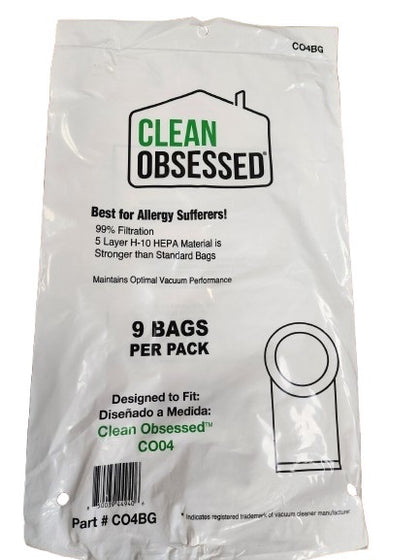 Clean Obsessed CO4 HEPA Bags 9/Pack – Part #CO4BG available at Ace Vacuums