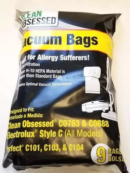 Clean Obsessed CO763/CO888/Lux Canister HEPA Vacuum Bags 9/PK #CO763BG available at Ace Vacuums