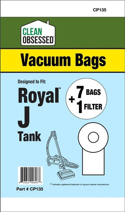Clean Obsessed Royal Type J Micro Paper Bags 7/PK + 1 Filter Part #CP135 available at Ace Vacuums