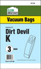 Clean Obsessed Royal/DD Type K Micro Paper Bags 3/PK Part #CP138 available at Ace Vacuums