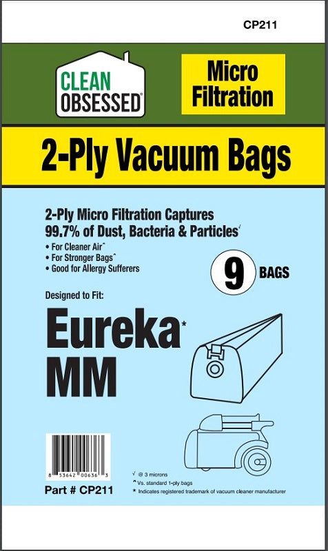 Clean Obsessed Eureka/Sanitaire Type MM Micro Paper Bags 9/PK Part #CP211