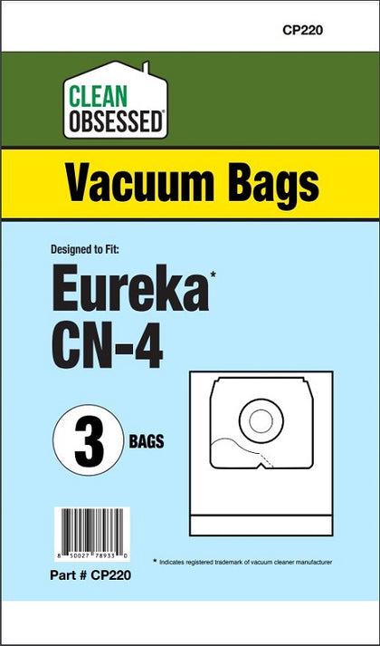 Clean Obsessed Eureka Type CN-4 Micro Paper Bags 3/PK Part #CP220 available at Ace Vacuums