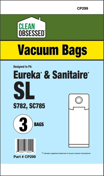 Clean Obsessed Eureka Type SL Micro Paper Bags 3/PK Part #CP299 available at Ace Vacuums