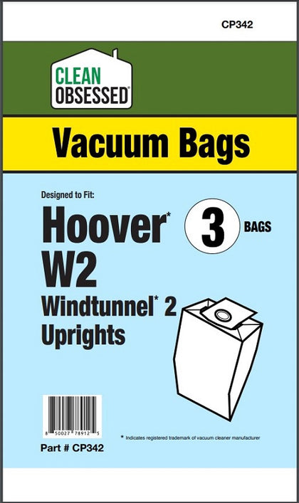 Clean Obsessed Hoover Type W2 Micro Paper Bags 3/PK Part #CP342 available at Ace Vacuums