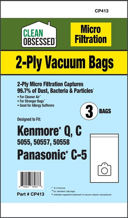 Clean Obsessed Kenmore Type C 5055, 50558 Micro Paper Bags 3/PK Part #CP413 available at Ace Vacuums