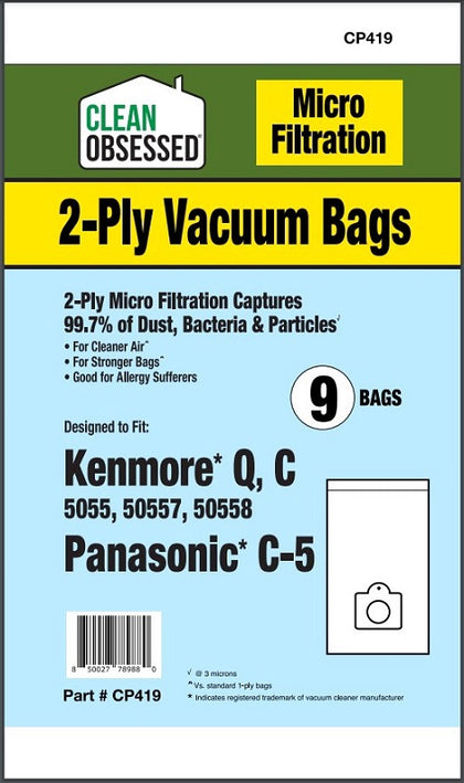 Clean Obsessed Kenmore Type C 5055, 50558 Micro Paper Bags 9/PK Part #CP419 available at Ace Vacuums