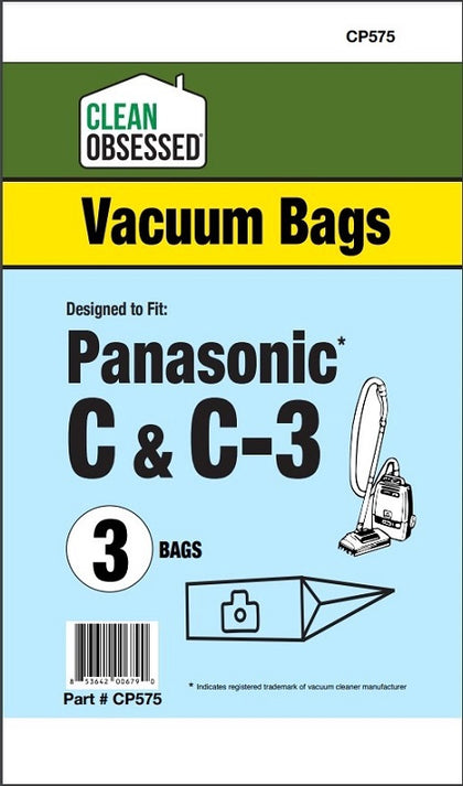 Clean Obsessed Panasonic Type C/C-3 Micro Paper Bags 3/PK Part #CP575 available at Ace Vacuums