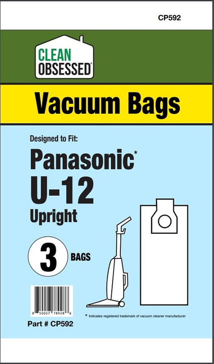 Clean Obsessed Panasonic U-12 Micro Paper Bags 3/PK Part #CP592 available at Ace Vacuums