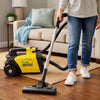 Clean Obsessed Commercial Vacuum -CO711 – person using yellow canister vacuum in room