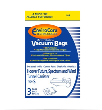 EnviroCare Type S Microfilter Vacuum Bags, 9-Pack – Hoover Replacement Paper Bags (Part #109-9)