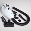 Simplicity FLASH Multi-Use Handheld Micro Vacuum – F1.6 – vacuum, flexible hose and attachments, overhead view