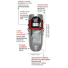 Cutaway of Nadair HD-750-22H showing motor, polished aluminum canister and hybrid filter