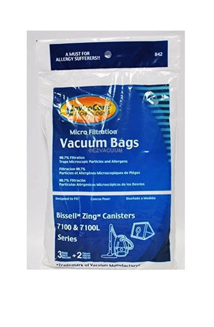 Bissell Paper Bags and Filters for 7100 Zing Canister ( 3 pack )  Part #842