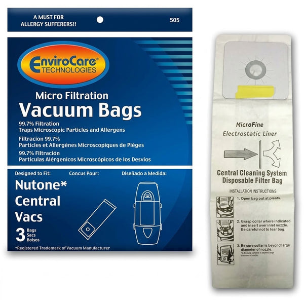 NuTone Replacement Micro-Lined Bags - 3-Pack, #505 | AceVacuums