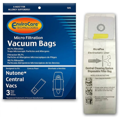 NuTone Replacement Micro-Lined Bags - 3-Pack, #505 | AceVacuums