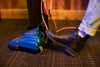 Powr-Flite Solar Upright Vacuum – Part# PV030-W12-U – foot pedal in use