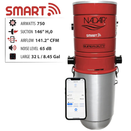 Nadair SD-750SM-32SF Smart Central Vacuum Power Unit, 750 AW, 32L HEPA available at Ace Vacuums