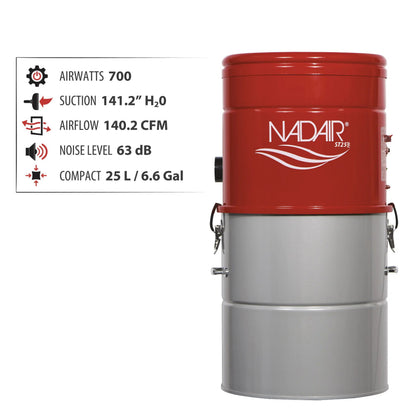 Nadair ST-700-25H Hybrid Central Vacuum Power Unit, 700 AW, 25L available at Ace Vacuums
