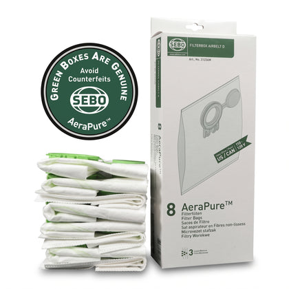 Sebo Filter Bag Box D (8 Bags and Caps) #8120AM