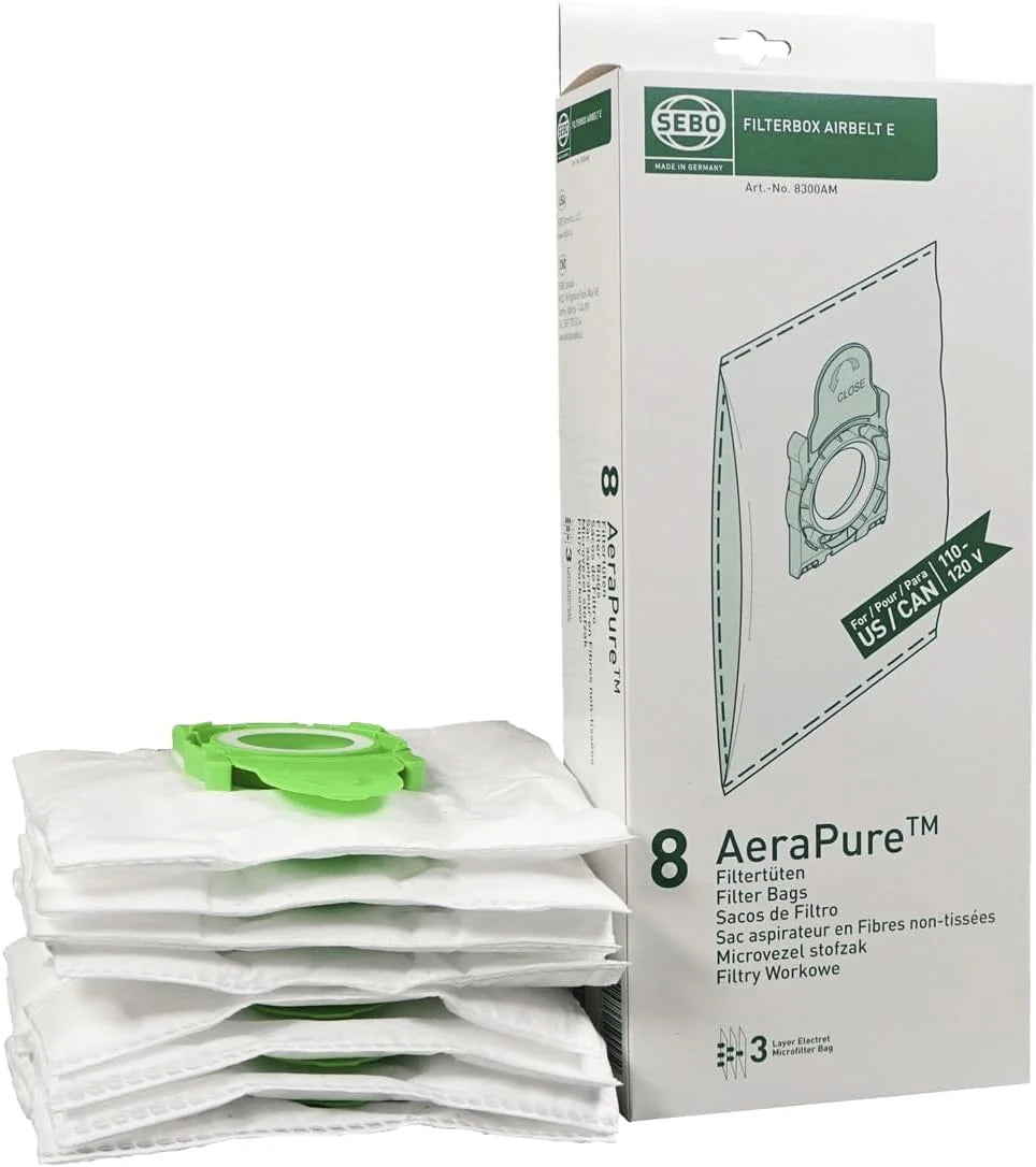 Sebo Filter Bag Box E (8 Bags and Caps) #8300AM