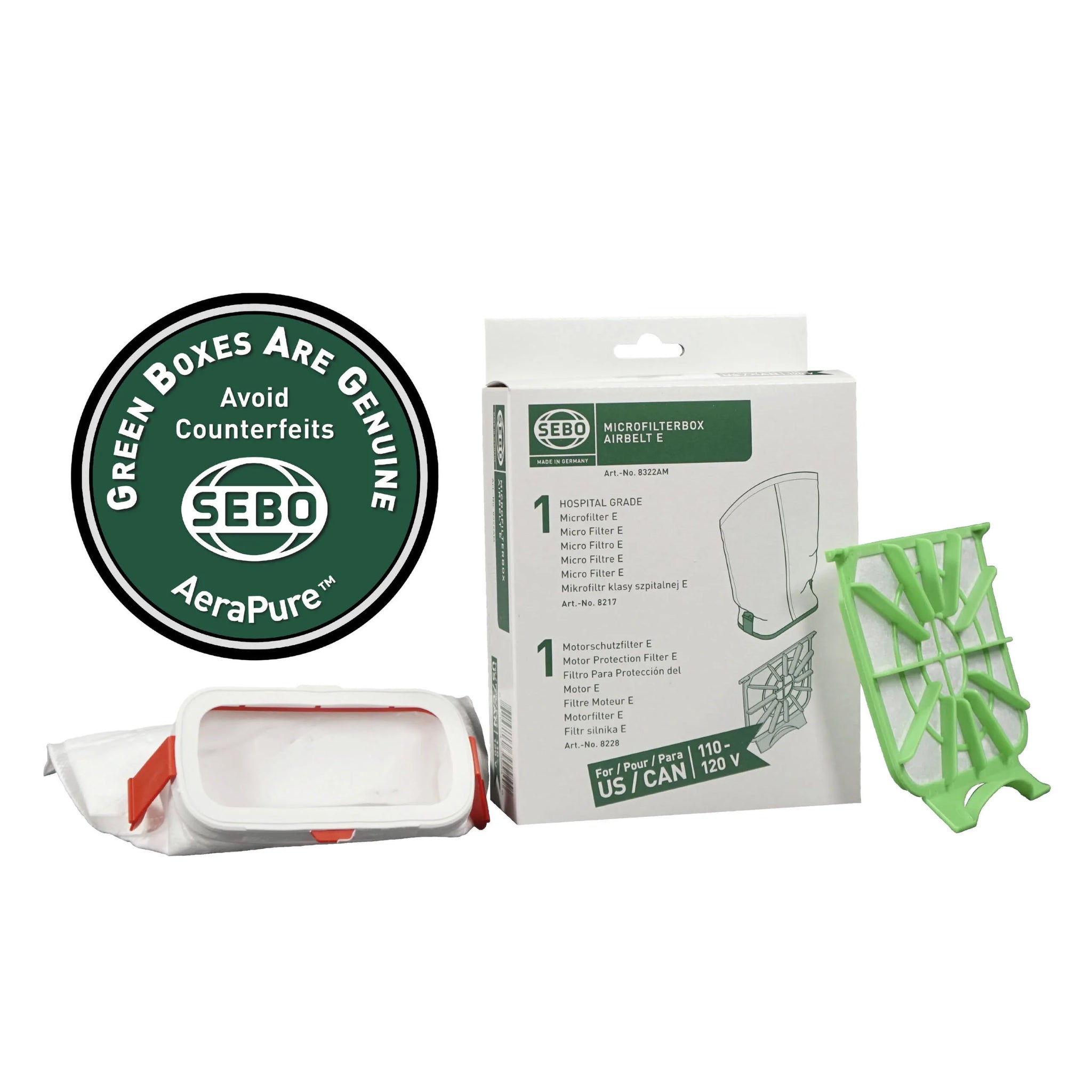 Sebo Filter Set E (1 Microfilter and 1 Exhaust Filter) #8322AM