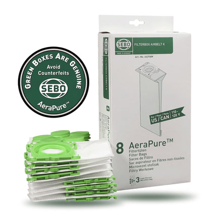 Sebo Filter Bag Box K (8 Bags with Caps) #6629AM