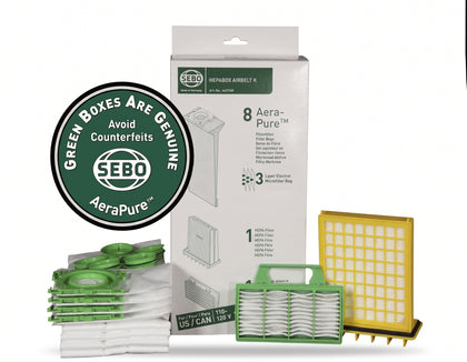 Sebo HEPA Service Box K (8 Bags, HEPA Microfilter, and Exhaust Filter) #6431AM