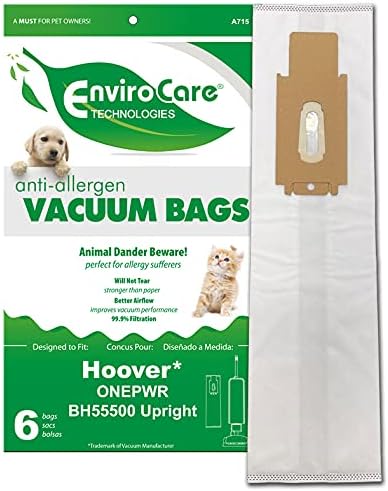 Hoover ONEPWR Cordless Upright Vacuum Cleaner Synthetic Cloth Bags, 6-Pack – Fits BH55500PC & BH55500 (Replaces AH15600)