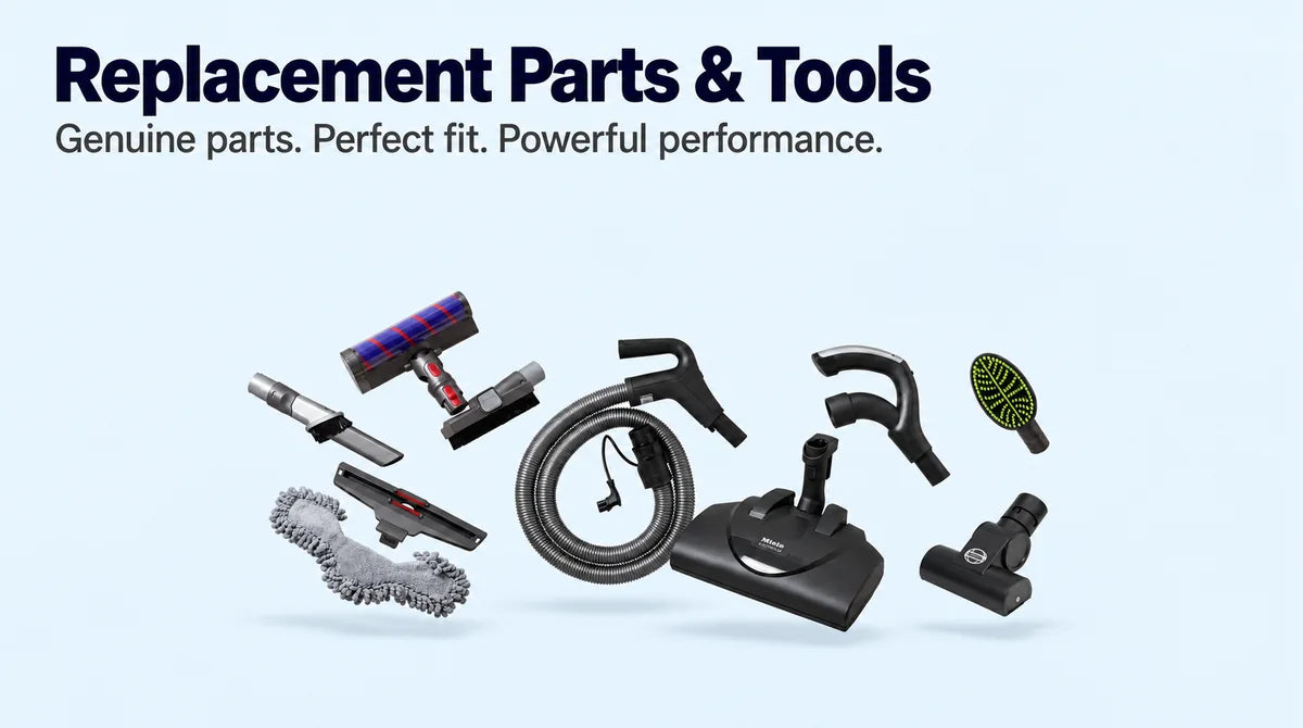 Vacuum replacement parts and tools, including a hose, floorheads, handles and cleaning attachments, at AceVacuums