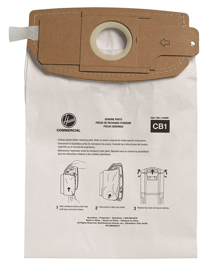 Hoover Commercial CB1 HushTone Backpack Vacuum Bags 10-Pack Standard Filtration – Part #AH10173