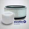 Austin Air It Personal HEPA with Pre-Filter Replacement Filter #FR100B – HEPA filter and white pre-filter wrap