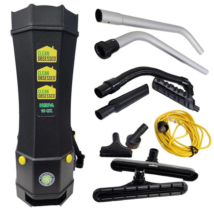 Clean Obsessed CO1024 10 Quart HEPA Filtration Backpack Vacuum