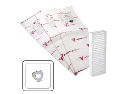 Cyclovac Electrostatic Bags with Carbon Dust Filter – 3 bags and 1 carbon dust filter – TDSAC83C — manufacturer product image — available at AceVacuums