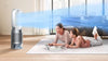 Dyson Air Purifier Humidify+Cool PH03 #369169-01 – purifier beside family on a rug with airflow illustration