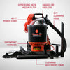 Hoover Backpack Vacuum C2401 with 1 1/2 Tool Set – Part #C2401 – backpack vacuum with labeled features and accessories