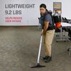 Hoover Backpack Vacuum C2401 with 1 1/2 Tool Set – Part #C2401 – person wearing backpack vacuum with weight graphic