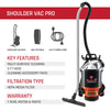 Hoover Backpack Vacuum C2401 with 1 1/2 Tool Set – Part #C2401 – backpack vacuum and accessories specification graphic
