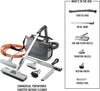 Hoover Commercial PortaPower Canister Vacuum – Part #CH30000 – canister vacuum and in-box accessory guide
