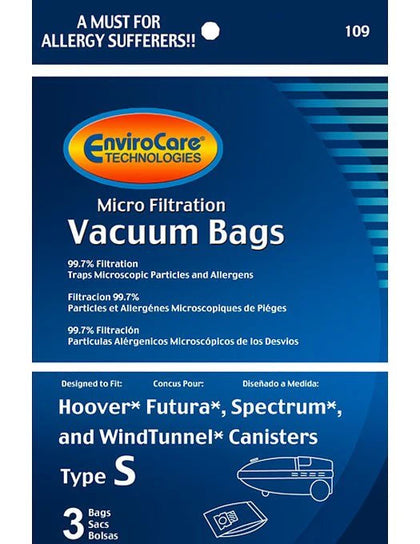Hoover Type S Vacuum Bags, 3-Pack – EnviroCare #109