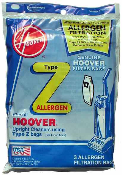 Hoover Type Z Allergen Vacuum Bags 3-Pack Genuine Replacement – Part #4010100Z