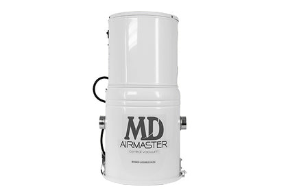 MD AirMaster HRU5 120V central vacuum, compact white canister, available at Ace Vacuums