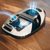 Miele canister vacuum with GN bag and filter system shown in an airflow illustration