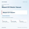 Miele Blizzard CX1 Electro+ Vacuum model guide with reference Blizzard CX1 Electro+ and package and care checks