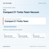 Miele Compact C1 Turbo Team Vacuum model guide with reference Compact C1 Turbo Team and package and care checks