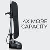 Oreck Elevate Conquer Upright Vacuum (35 ft Cord, 2-Speed, Slim Swivel Steering & 5 LED Headlights) – Model #UK30300PC – bag capacity graphic with vacuum side view