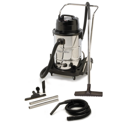 Powr-Flite Wet Dry Vacuum 20 Gallon with Stainless Steel Tank and Tools – Part #PF55 available at Ace Vacuums